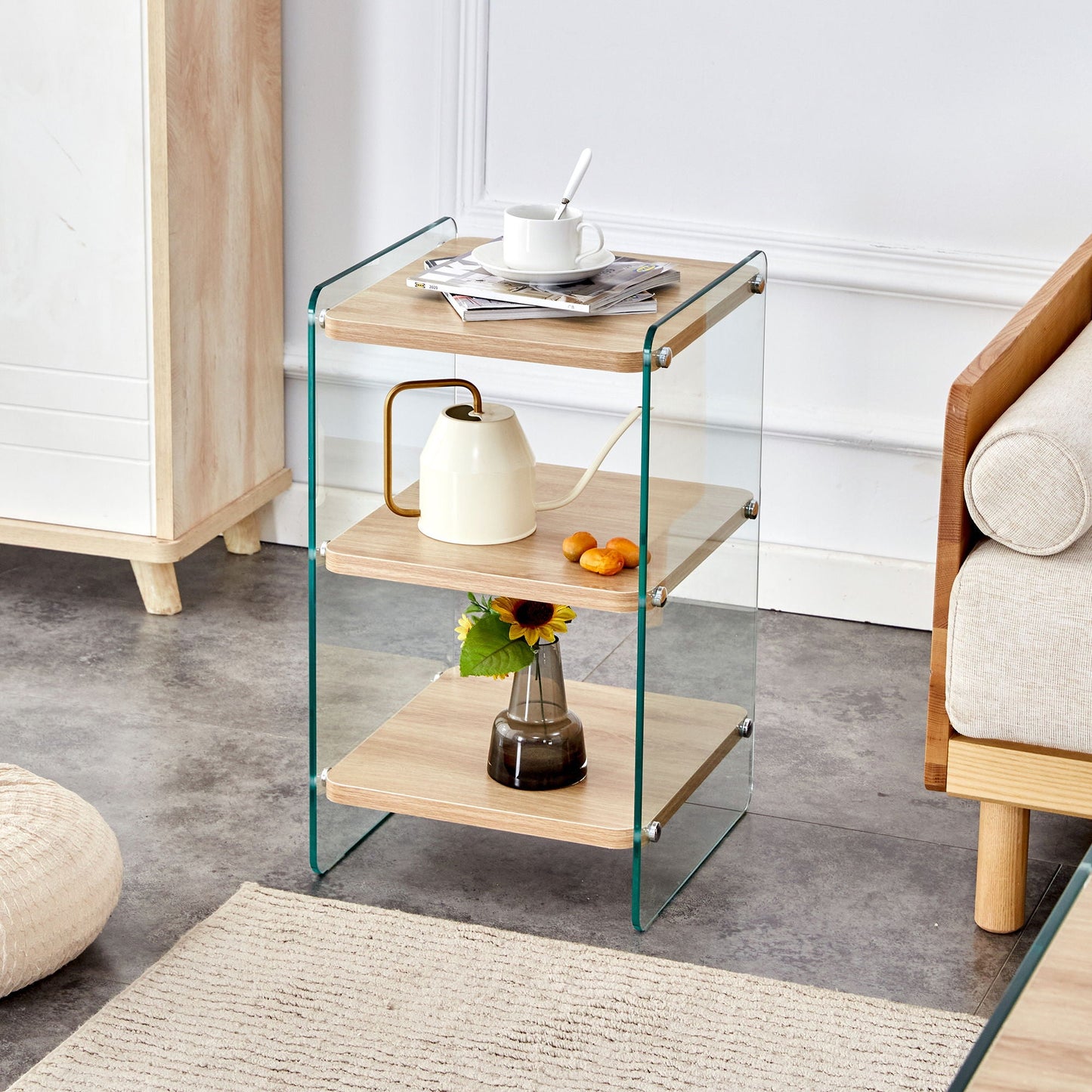 Modern 3 Layer Bedside Cabinet With Storage Function