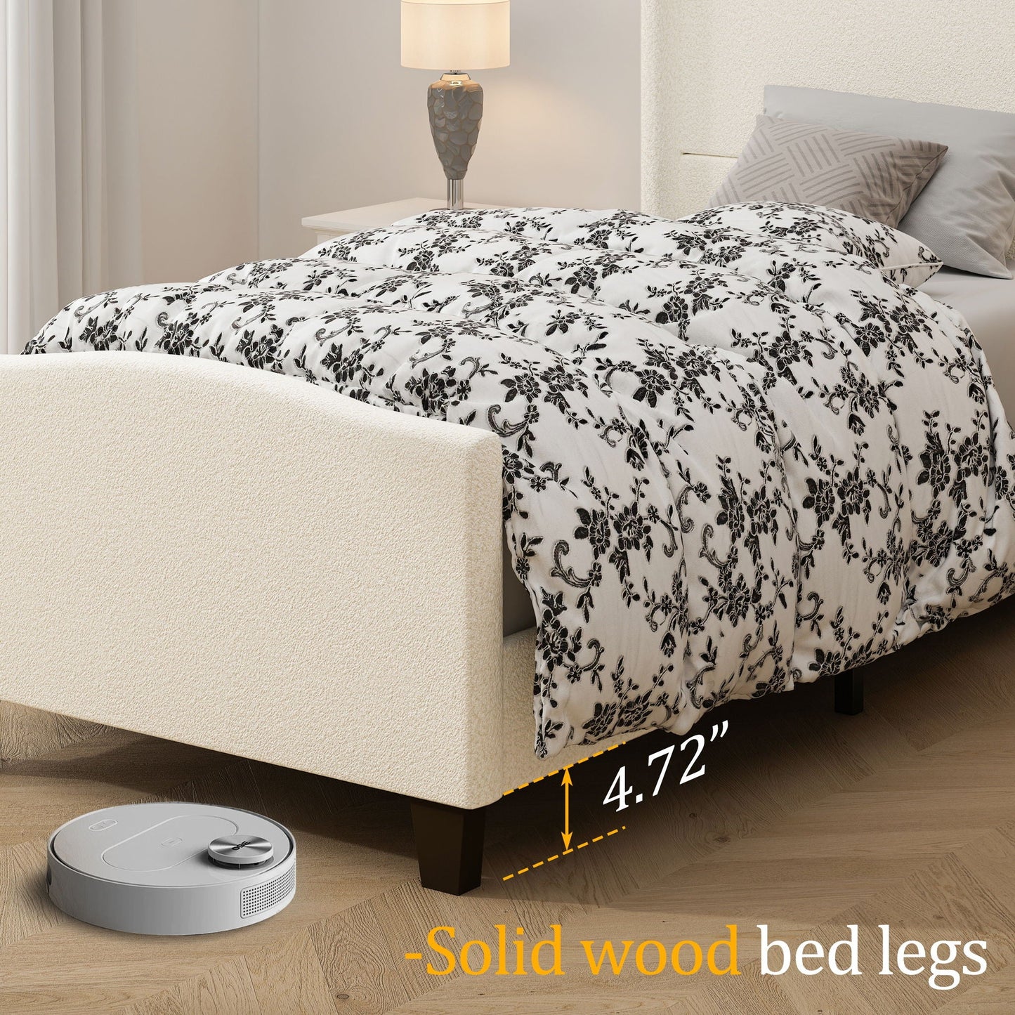 Platform Bed Frame With Tall Headboard And High Footboard
