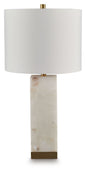 Linderfield - Alabaster Table Lamp - White / Gold Finish