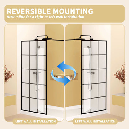 Framed Glass Shower Screen - Matte Black