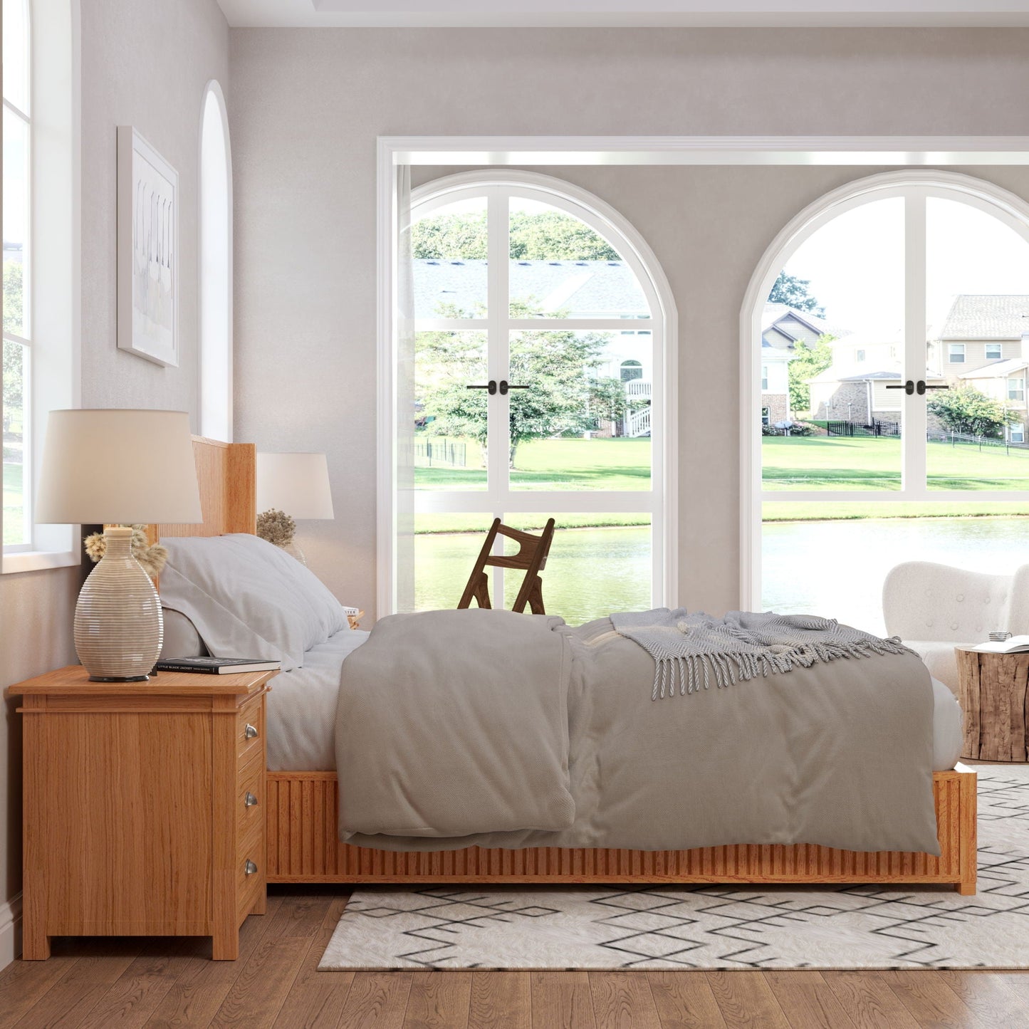 Platform Bed Frame With Headboard, Floor Standing Design