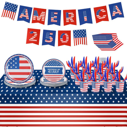 4th of July Party Supplies Set for 24 Guests - 181 Pieces