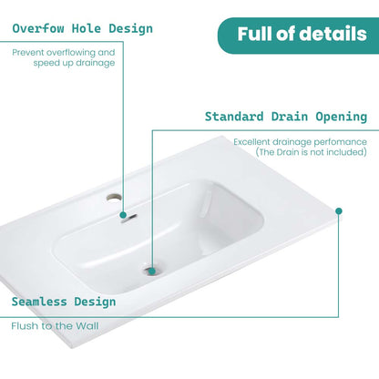Glossy White Ceramic Integrated Basin