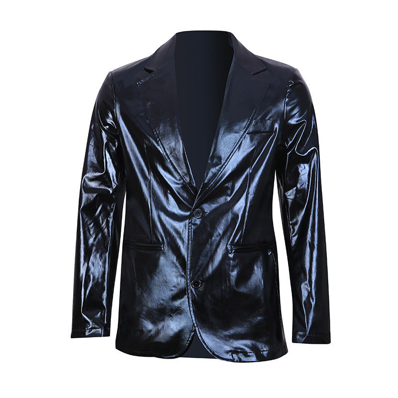 Gold-stamped High-gloss Suit Mens Jacket
