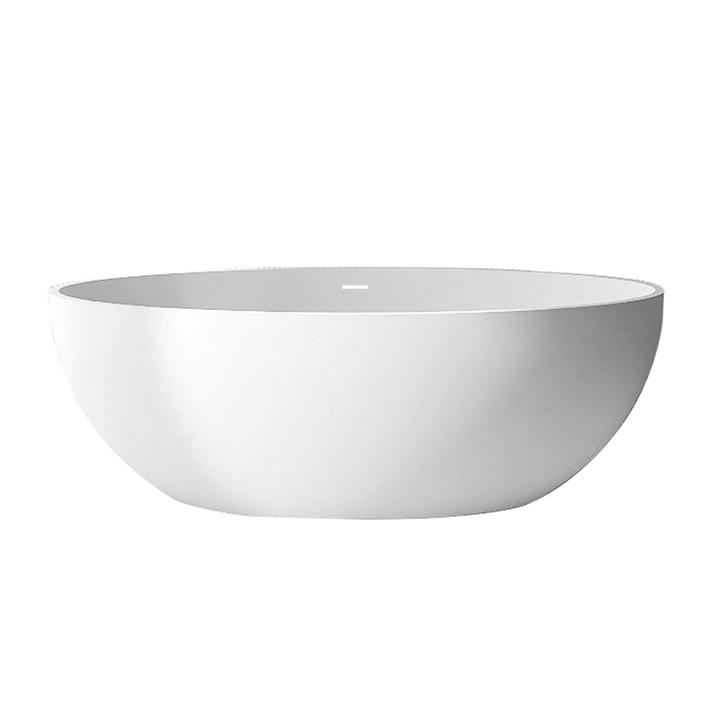 67 in. x 31 in. Oval Freestanding Solid Surface Soaking Bathtub with Center Drain in Matte