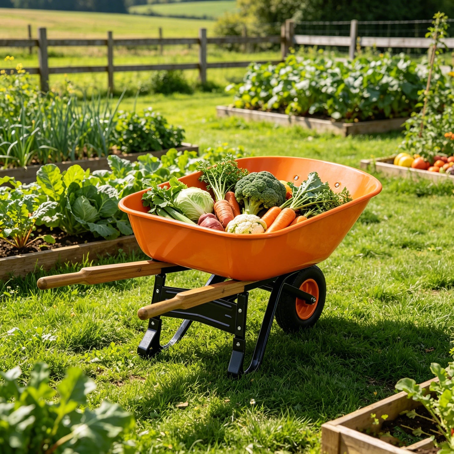 Steel Tray Wheelbarrow Two-Wheeled Trolley for Garden Use