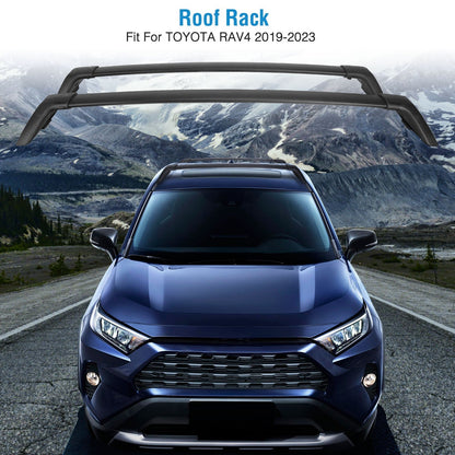 Car Roof Rack Cross Bars Aluminum Alloy Cargo Carrier Rooftop Crossbars Fit for Toyota RAV4 2019-2024 with Side Rails for Cargo Carrier Bag Kayak Bike