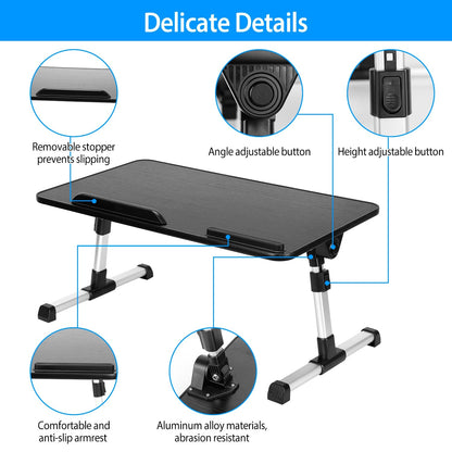 Foldable Laptop Stand Height Angle Adjust Notebook Bed Desk Breakfast Reading Table For Sofa Couch Floor Dormitory