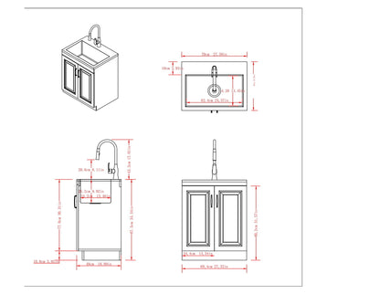 Darwin - Deluxe Laundry Cabinet With Pull-Out Faucet And Stainless Steel Sink
