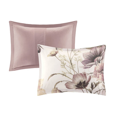8 Piece Cotton Printed Comforter Set Blush California King