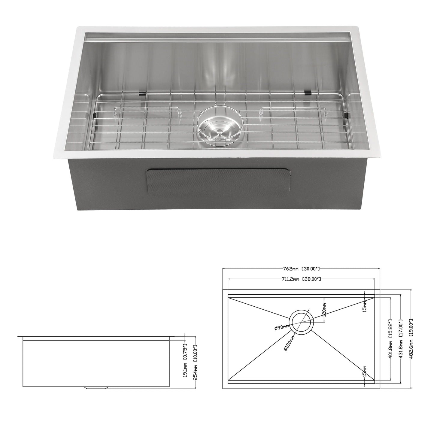 Single Bowl Undermount Workstation Kitchen Sink with Accessories
