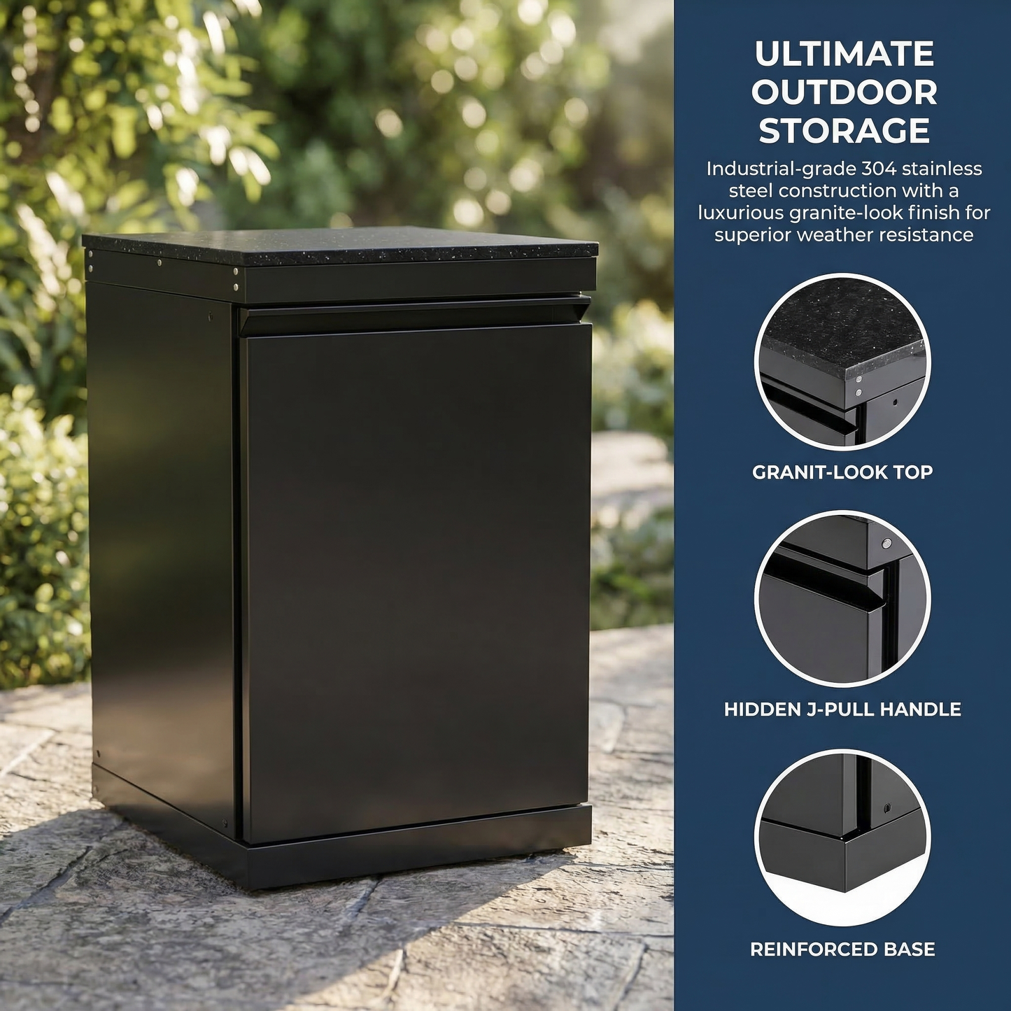 Black Single-door Storage Locker Outdoor Kitchen Islands