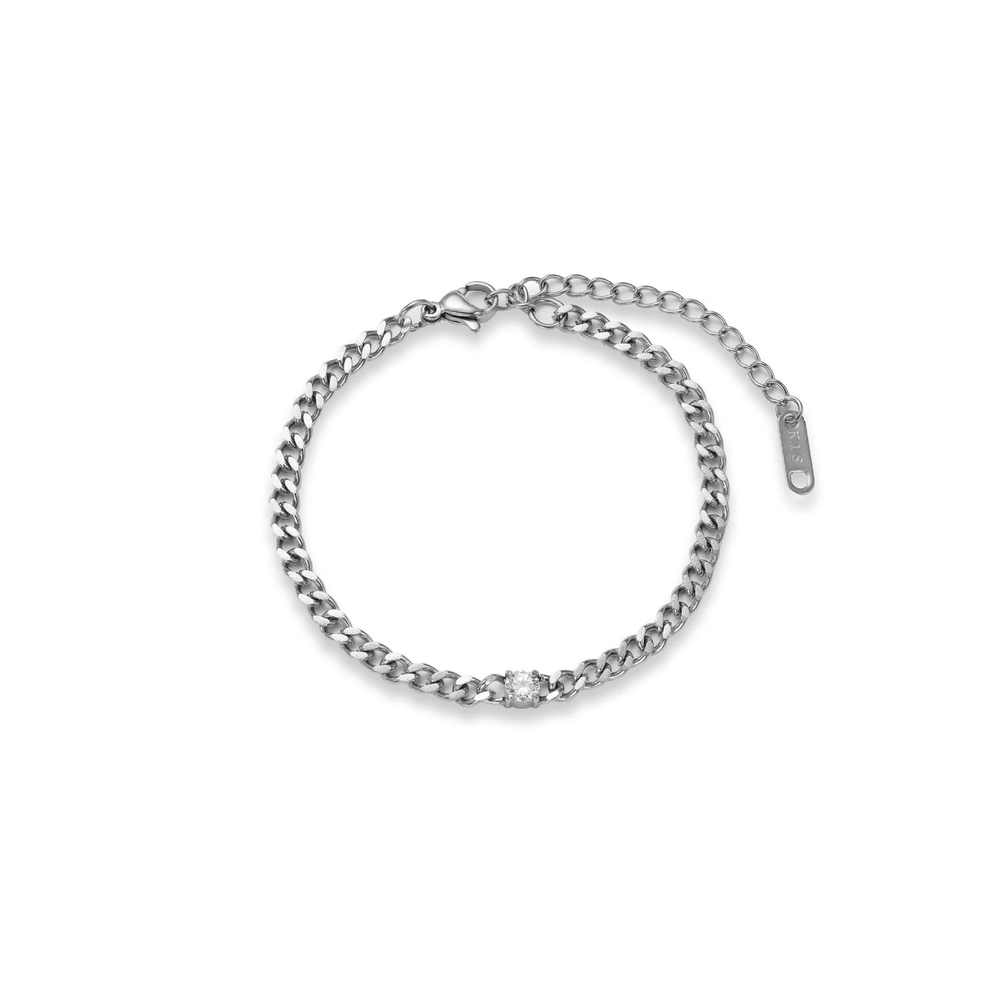 Fashion Titanium Steel Matte Chain Water Drop Zircon Bracelet Set