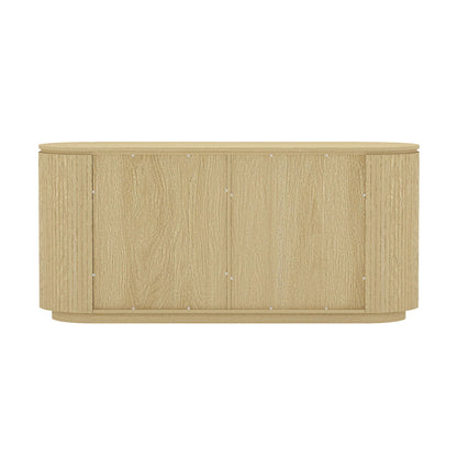 Olivia - Sideboard With 4 Adjustable Shelves With Handle Free Doors And Rounded Edges - Oak