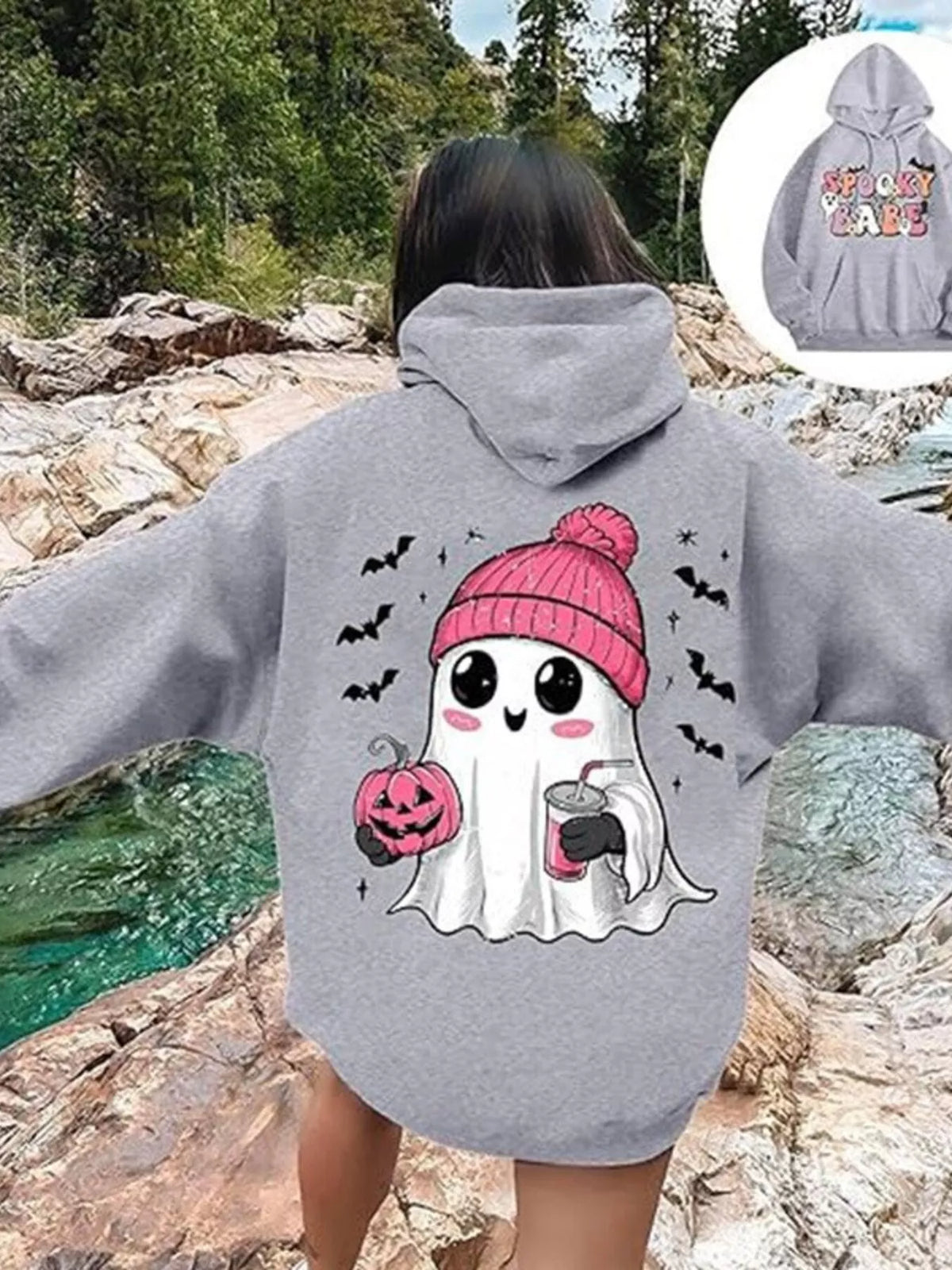 Halloween Graphic Long Sleeve Hoodie