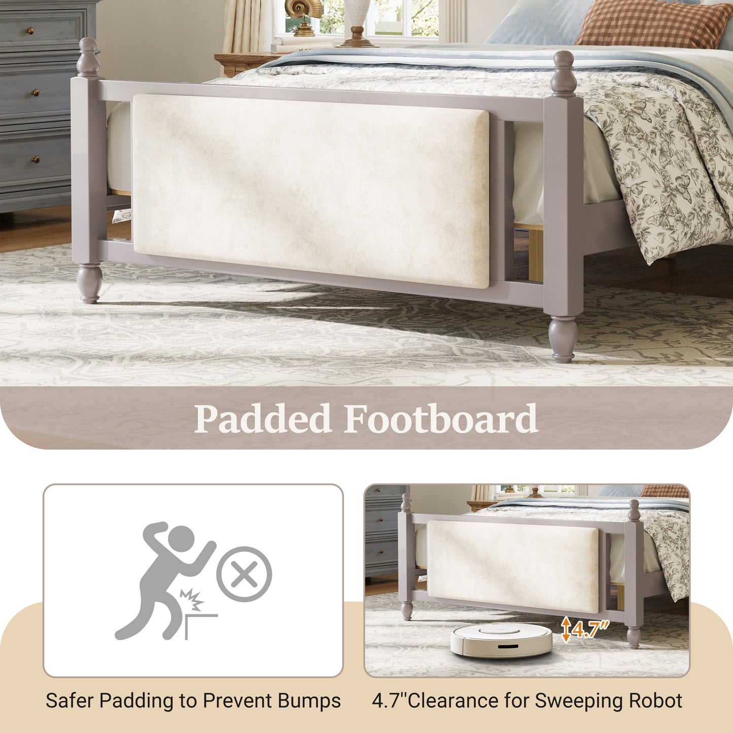 Queen Size Upholstered Platform Bed with Button Tufted Headboard