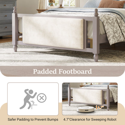 Queen Size Upholstered Platform Bed with Button Tufted Headboard