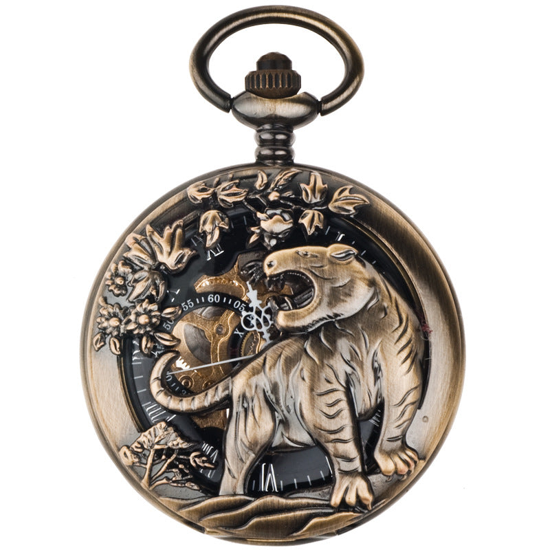 12-zodiac-animal Relief Mechanical Skeleton Watch With Roman Numeral Dial