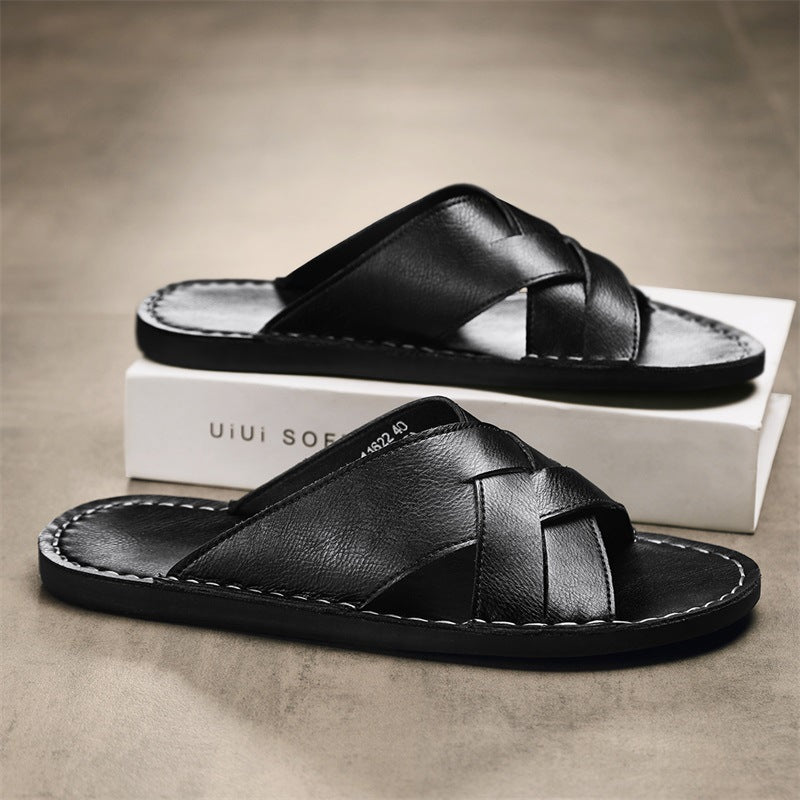Western-style Flat-bottom Hollowed-out Large-size Slippers