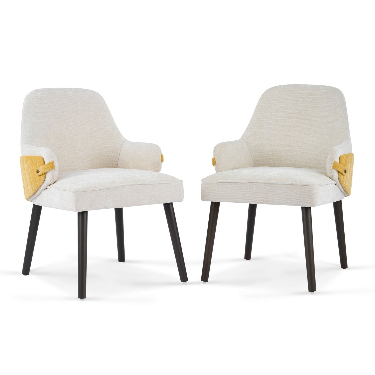 Indoor Dining Chair Set of 2 with Sturdy Frame - Beige / Yellow