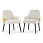 Indoor Dining Chair Set of 2 with Sturdy Frame - Beige / Yellow