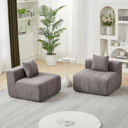 Modular Sectional Sofa With 2 Pillows, Symmetrical Design