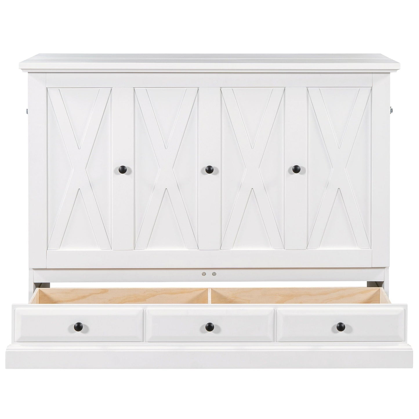 Solid Pine Murphy Bed Chest Cube Cabinet Bed With Charging Station And Large Storage Drawer For Home Office Or Small Room
