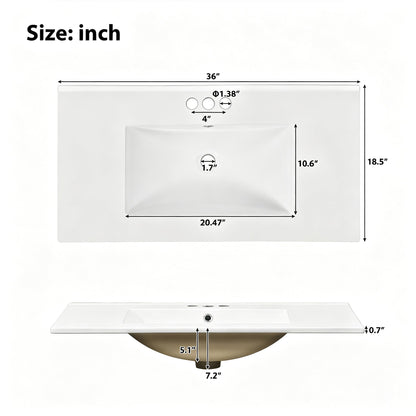 36" Green Bathroom Vanity with Ceramic Sink