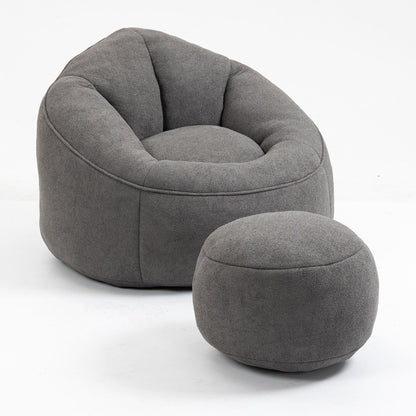 Bedding Bean Bag Sofa Chair High Pressure Foam With Footrest