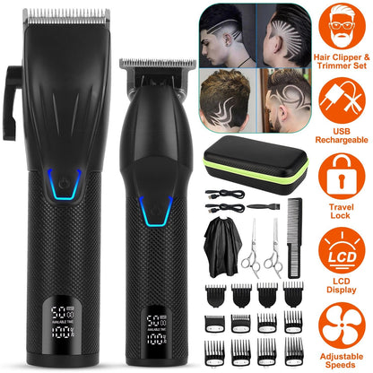 Cordless Clipper Trimmer Set for Men Electric Barber Clipper Hair Cutting Combo Set Beard T Outliner Shaver Trimmers Haircut Grooming Kit