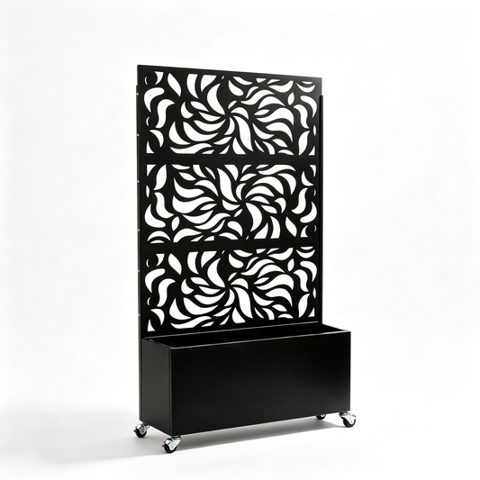 70.87" H × 46.06" W Leaf Pattern Privacy Screen with Planter Box