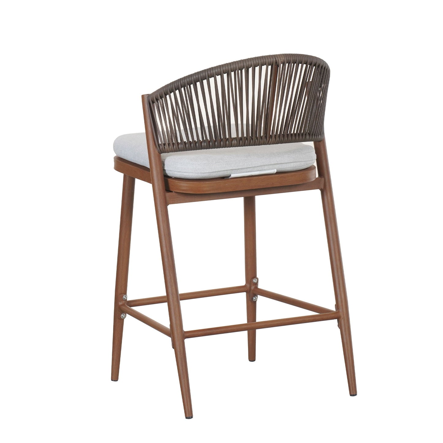 Outdoor 26" Counter Height Metal Frame Counter Stools With Scallop Shaped Backrest & Water Resistant Cushions