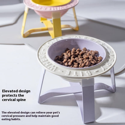 UFO Ceramic Cat Bowl Dog Bowl Rack Neck Protection Anti-tumble
