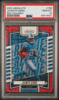 Graded 2023 Panini Absolute Jahmyr Gibbs #108 Red Squares #/499 Rookie RC Football Card PSA 10 Gem Mint