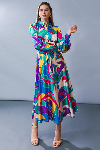 FOCUSED ON PRIORITIES WOVEN MIDI DRESS