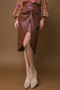 CHOOSE US LEATHER MIDI SKIRT