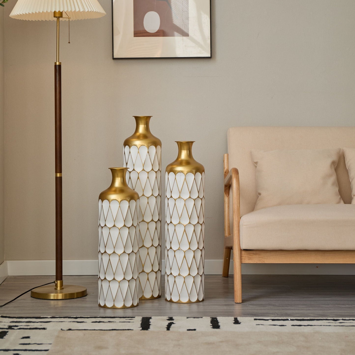 Floor Metal Vase Modern Style Decoration 3-Piece Set