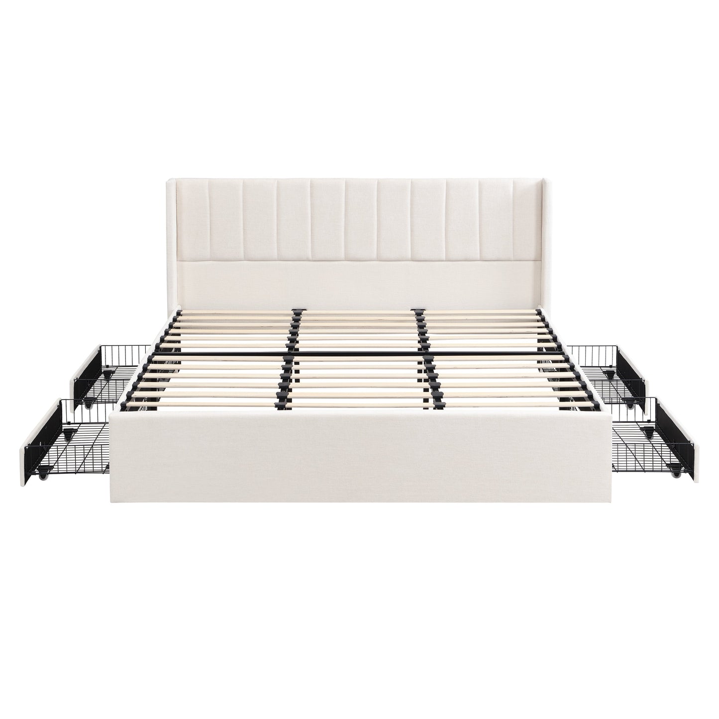 Large-Capacity Upholstered Storage Bed with Drawers