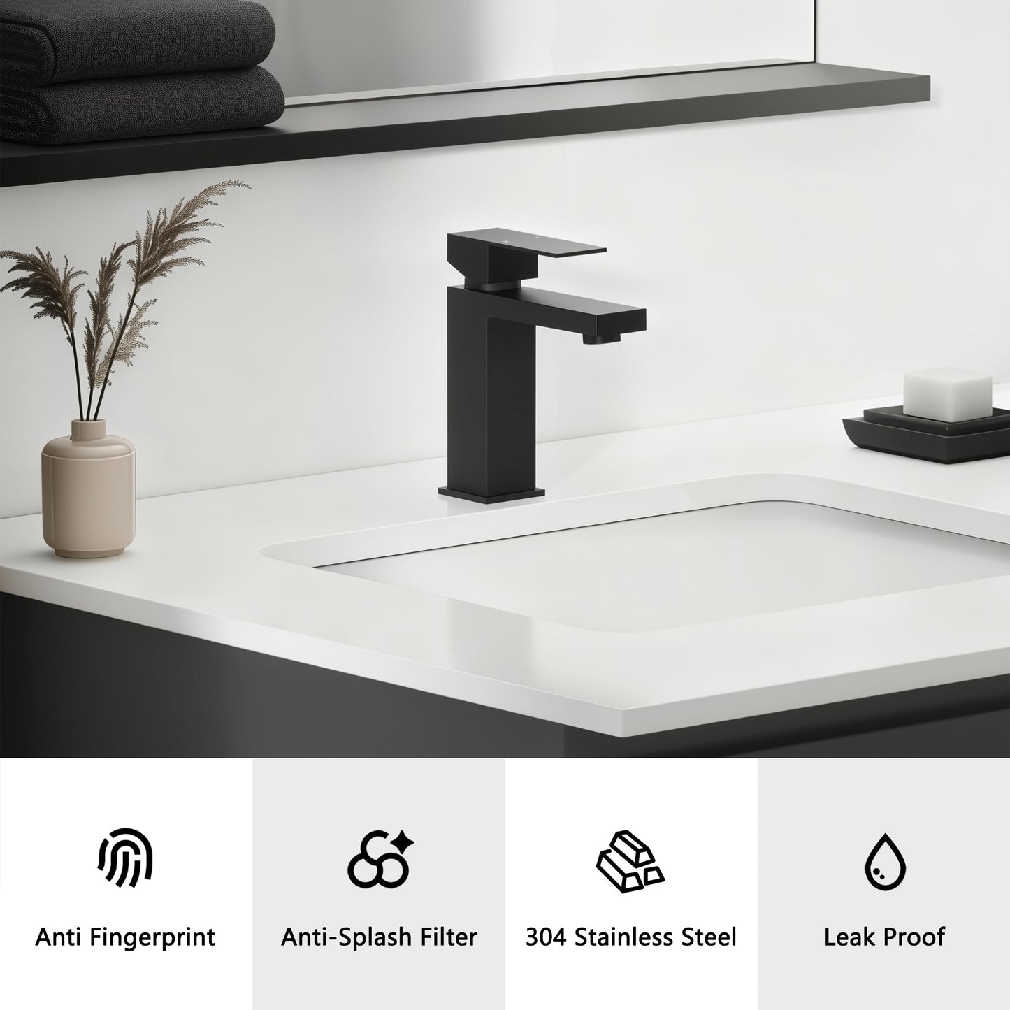 Single Handle Bathroom Faucet, Matte