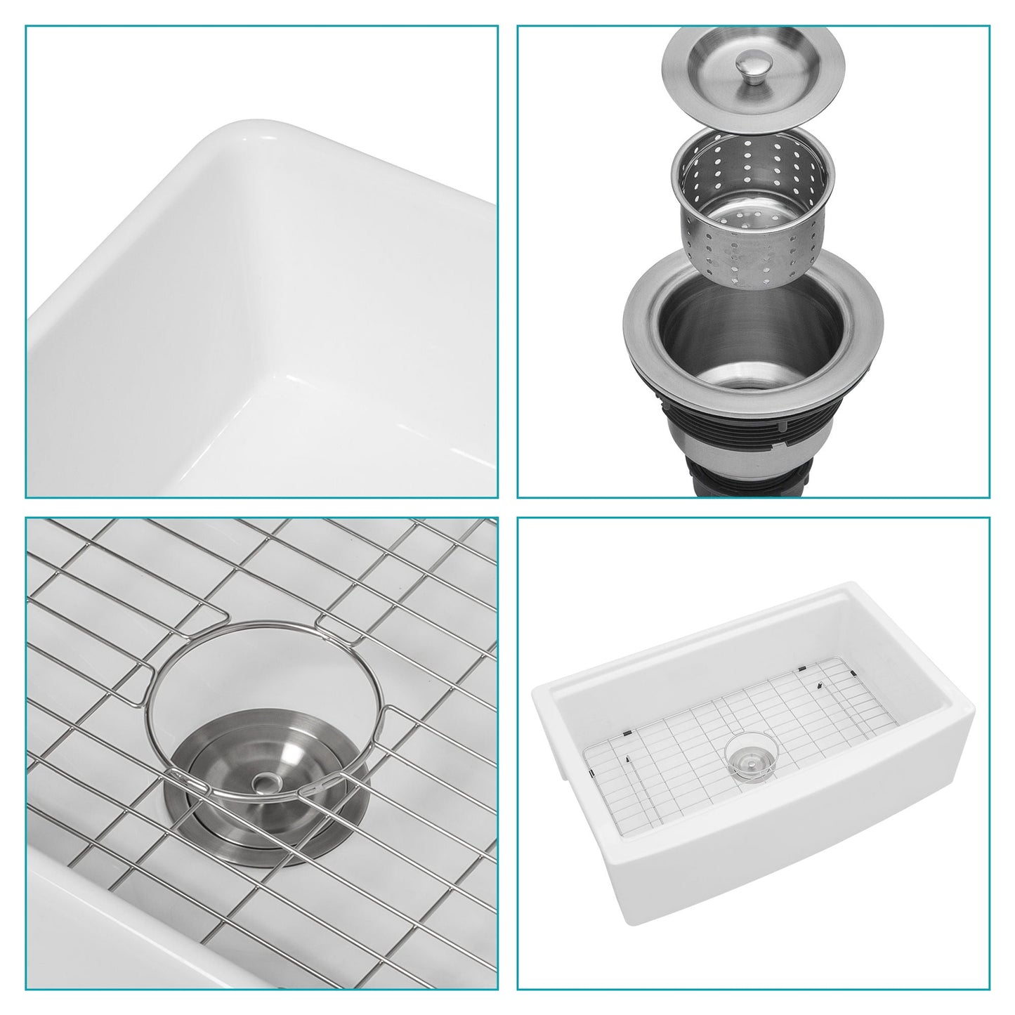 Classic Ceramic Farmhouse Sink Workstation Single Bowl With Durable Finish