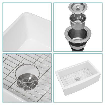 Classic Ceramic Farmhouse Sink Workstation Single Bowl With Durable Finish