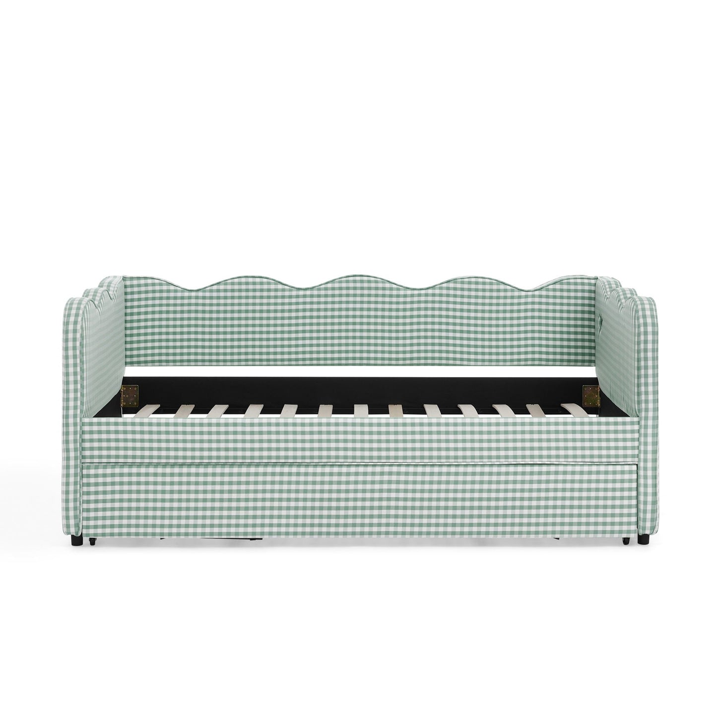 Gingham Daybed With USB Charging Port, Wave Shaped Design