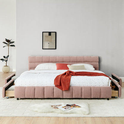 Modern Platform Bed Frame With Thick Fabric