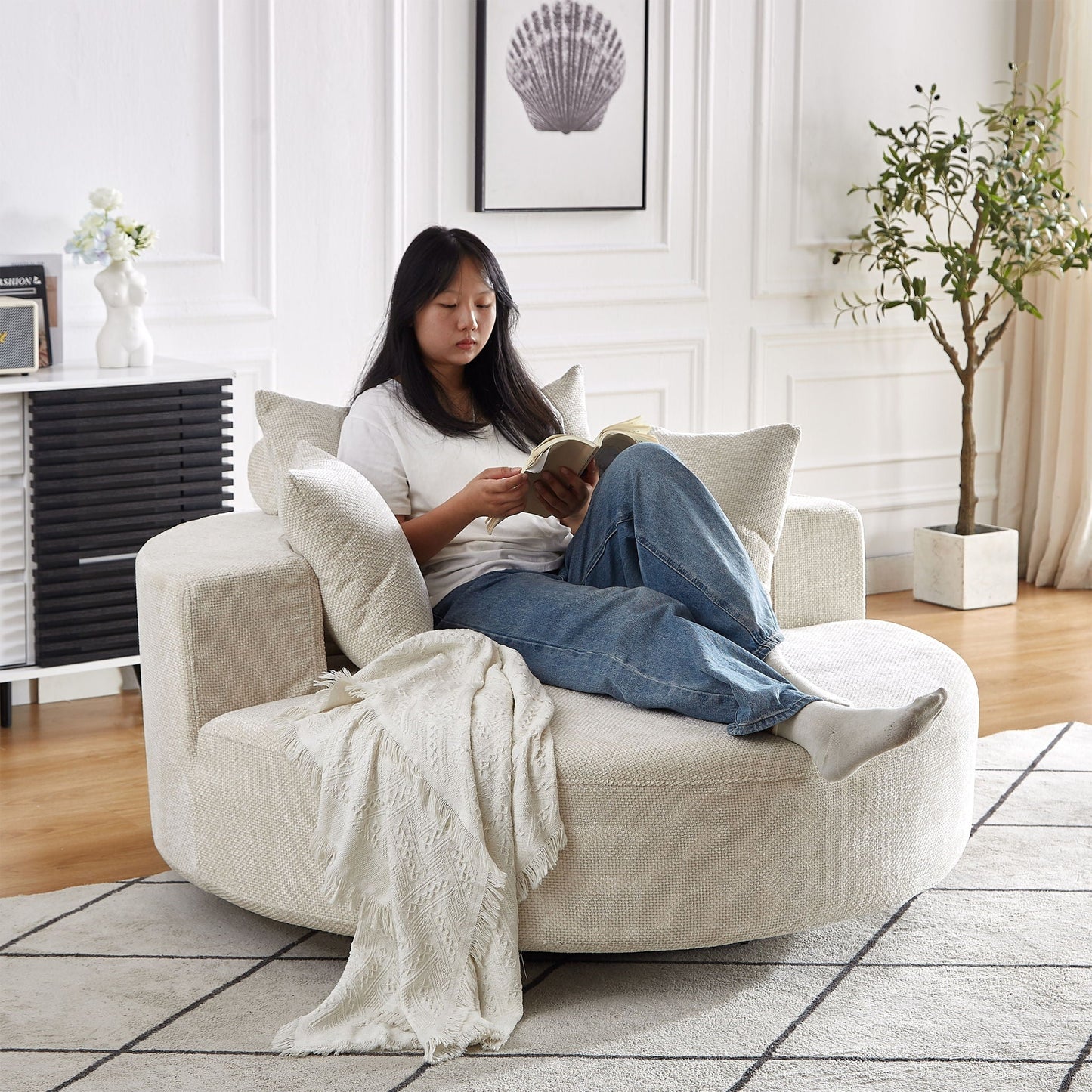 Swivel Chair With Rotating Base For Living Room