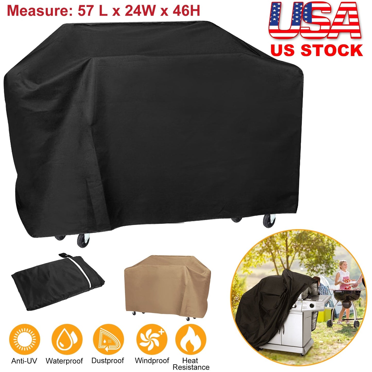 57-Inch BBQ Grill Cover - Weather Resistant Outdoor Protection