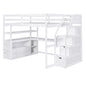 Loft Bed With Desk, Shelves, 2 Drawers, Storage Staircase