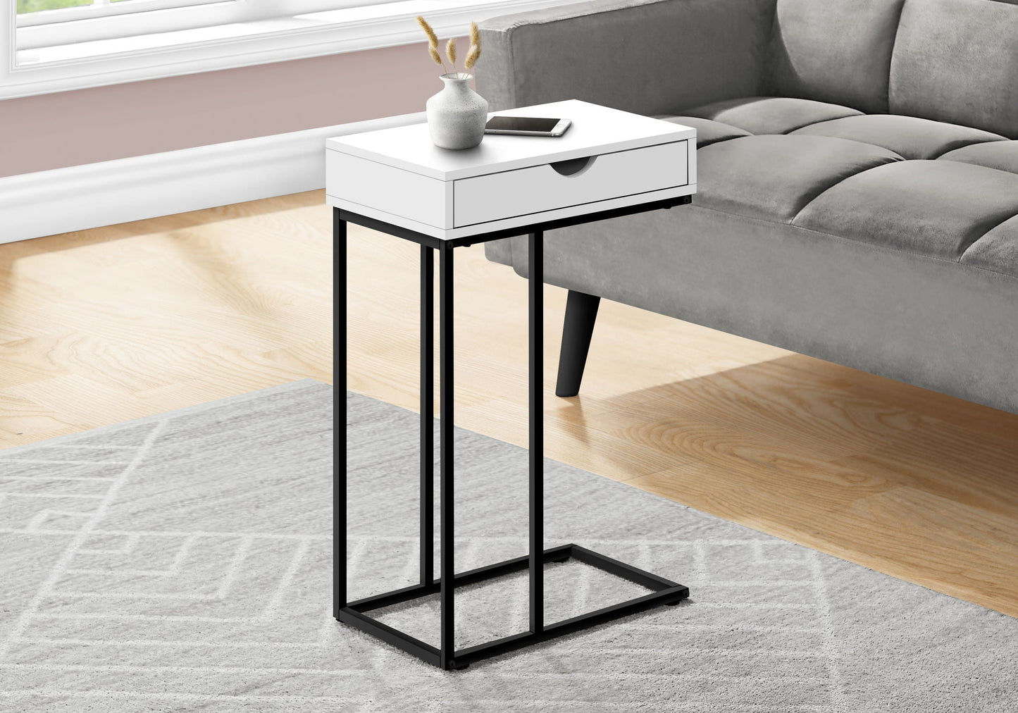 Accent Table, C-Shaped Contemporary & Modern Versatile Design