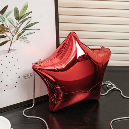 Silver Pentagram Chain evening Bag, Acrylic Mini Change, Key Lipstick Purse, Crossbody Prom Bag