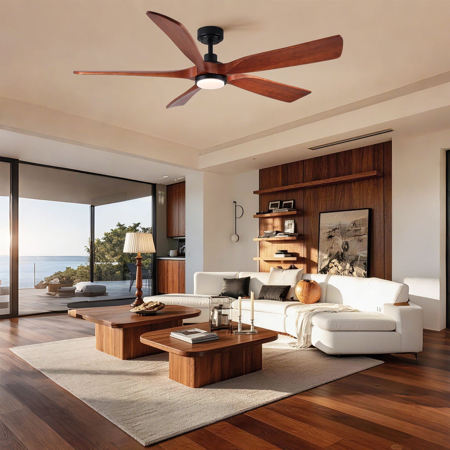 Ceiling Fan With Light And Remote Control, Noiseless, Dimmable, 6 Speeds Reversible For Indoor Or Covered Outdoor Use - Matte Black