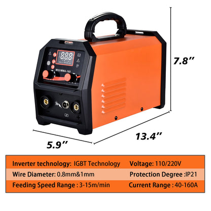 MMA MIG 160A Welder, 4 in 1 Portable Inverter Welding Machine